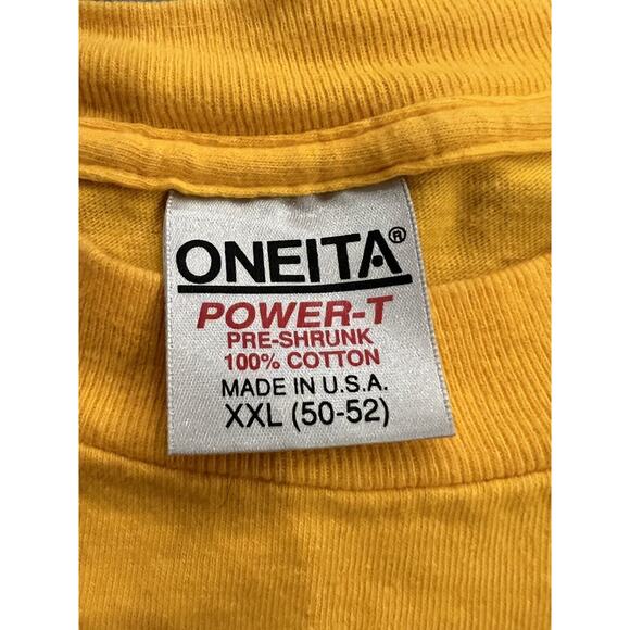 Vintage Oneita Yellow Mens Coach Duck Tennis Bend On Your Knees T-Shirt Size 3XL - Picture 7 of 11